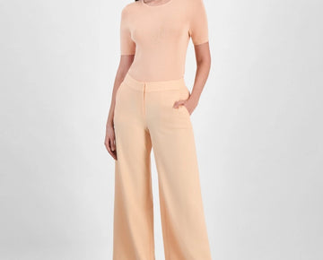 Tahari ASL Women's Mid-Rise Wide-Leg Pants Light Orange Size 10 MSRP $99