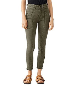 DL1961 Women's Farrow Skinny Cropped Slim Ankle Jeans Olive Green Size 26 $209