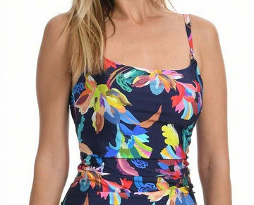 La Blanca Women's Standard Lingerie Strap Tankini Swimsuit Top Blue Size 8