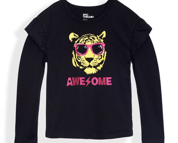 Epic Threads Girls Rockstar Long Sleeve Deep Black Size 6X