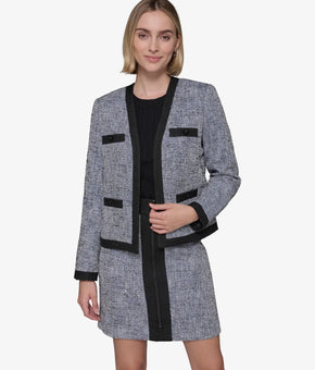 KARL LAGERFELD PARIS Women's Open-Front Jacket Black Size 12 MSRP $179