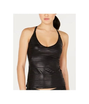 Nike Swim Top Womens Size S Black Striped Tank Stretch Racerback Swimwear $64