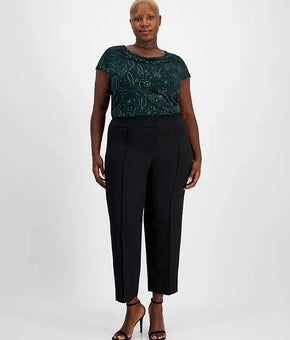 Kasper Plus Size 22W Straight-Leg Pants Black MSRP $89