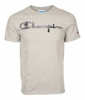 Champion Men's Life Heritage Tee Vintage Logo Applique Oxford Grey-Size S