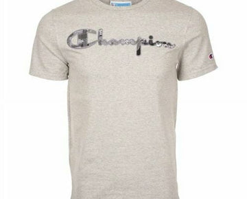 Champion Men's Life Heritage Tee Vintage Logo Applique Oxford Grey-Size S