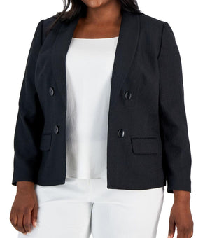 Kasper Womens Shawl Collar Blazer Jacket Black, Plus Size 24W MSRP $149