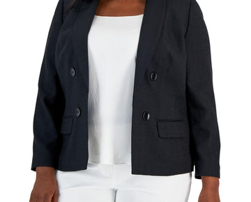 Kasper Womens Shawl Collar Blazer Jacket Black, Plus Size 24W MSRP $149