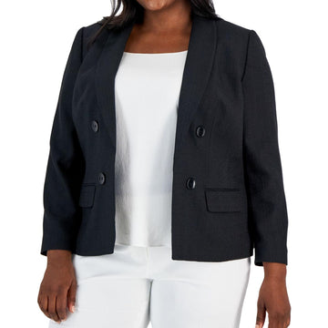 Kasper Womens Shawl Collar Blazer Jacket Black, Plus Size 24W MSRP $149
