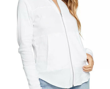 CHASER Cotton Slim-Fit Shirttail Jacket White Size S MSRP $68