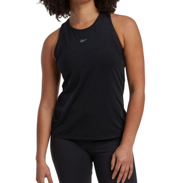 Reebok Womens Solid Logo Tank Top, Black, Size S