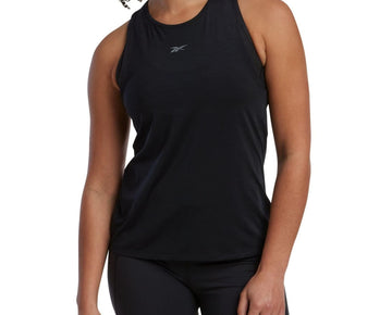 Reebok Womens Solid Logo Tank Top, Black, Size XL