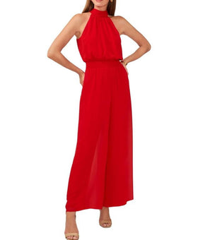 Vince Camuto Women's Halter Tie-Back Wide-Leg Jumpsuit Size XS Ultra Red