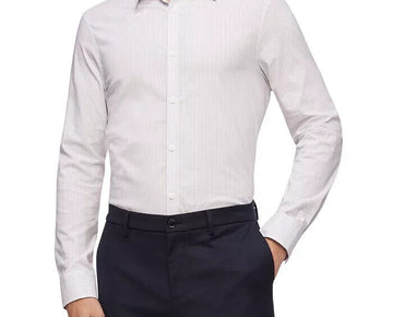 Calvin Klein Men Stretch Cotton Dobby Blue Stripe Button-Down Shirt White Size M