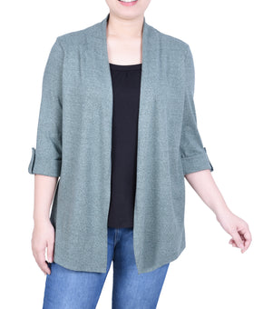 NY Collection Petite 3/4 Sleeve Two In One Top Hunter Green Size PL