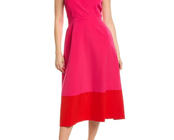 Anne Klein womens Colorblocked Midi Dress, Size 16, Pink MSRP $149
