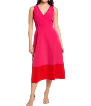 Anne Klein womens Colorblocked Midi Dress, Size 4, Pink MSRP $149