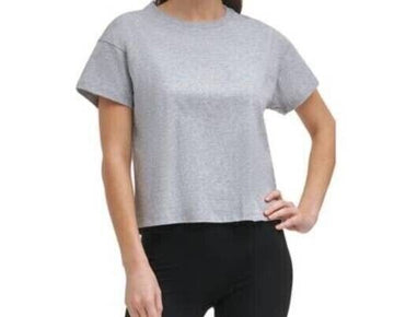 DKNY Womens Sport Cotton Embellished Logo T-Shirt Gray Size XL MSRP $45