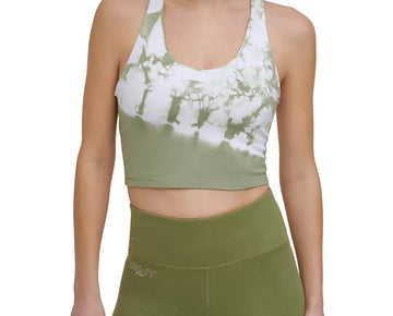 Dkny Sport Women's Tie-Dyed Long-Line Sports Bra Green Size S MSRP $45