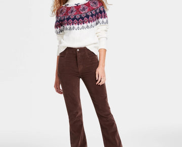 Lucky Brand Women's Stevie High-Rise Corduroy Flare Pants Brown Size 00/24 $109