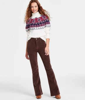 Lucky Brand Women's Stevie High-Rise Corduroy Flare Pants Brown Size 14/32 $109