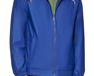 Club Room Mens Rubberized Lightweight Raincoat Blue Jacket Size M