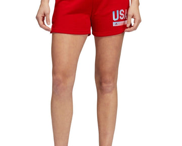 ADIDAS Women's Americana Drawstring Shorts Red Size M