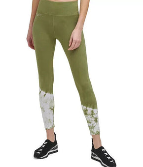 DKNY Sport Womens Tie-Dyed-Hem 7/8 Leggings Green Size S MSRP $60