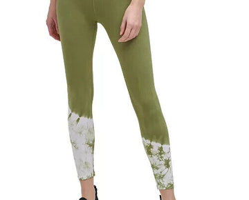 DKNY Sport Womens Tie-Dyed-Hem 7/8 Leggings Green Size S MSRP $60