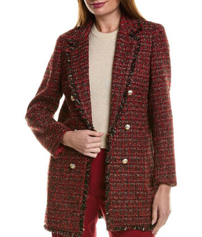 Anne Klein womens Double Breasted Jacket, Size M, Red MSRP $199