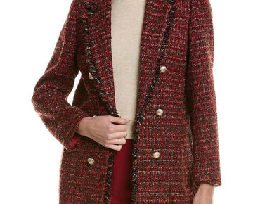 Anne Klein womens Double Breasted Jacket, Size M, Red MSRP $199