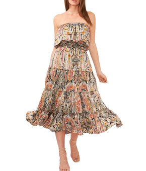 1. STATE Sundress Womens Size XS Multicolor Strapless Smocked Ruffle $89