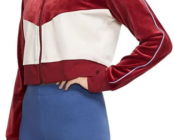 Nike Women's Sportswear Velour Color Blocked Jacket Red Size L