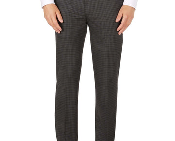 CALVIN KLEIN Men's Slim-Fit Mini-Check Dress Pants Gray Size 32X32 MSRP $95
