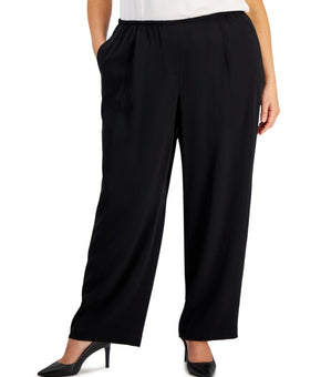 Kasper Plus Size 1X Pull-On Wide-Leg Pants Black $99
