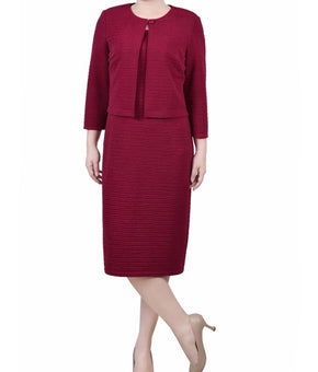 NY Collection Womens Petites 2PC Textured Two Piece Dress