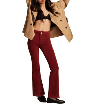 Lucky Brand Stevie High-Rise Corduroy Flare Pants Brick Red Size 12 / 31 $109