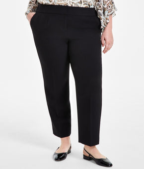 Kasper Plus Size Flat-Front Straight-Leg Mid Rise Pants Black Size 16W MSRP $89