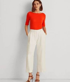 LAUREN RALPH LAUREN Stretch Cotton Boatneck Top T-shirt Orange Size XXS MSRP $45
