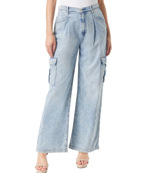 Jessica Simpson Trendy Plus Size Jenna Cargo Jeans Light Blue Size 22W MSRP $90