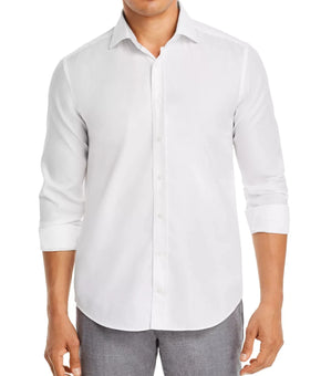 Dylan Gray Dobby Classic Fit Button Shirt White Men's 100% Cotton Size L $128