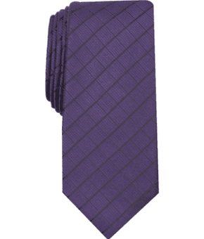 Alfani PURPLE Men's Slim Grid Tie, US One Size Pirple