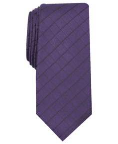 Alfani PURPLE Men's Slim Grid Tie, US One Size Pirple