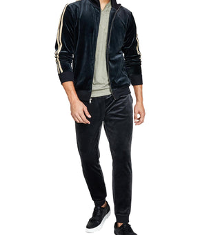 INC Mens Velour Sweatshirt Track Jacket Black Size XXL