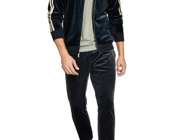 INC Mens Velour Sweatshirt Track Jacket Black Size XXL
