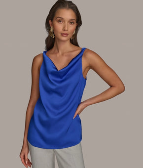 Donna Karan New York Women's Cowlneck Camisole Blue Size S MSRP $69