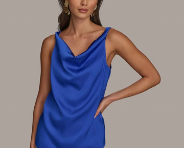 Donna Karan New York Women's Cowlneck Camisole Blue Size S MSRP $69