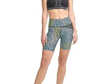 Calvin Klein Performance Logo Printed High Rise Bike Shorts Black Size S MSRP$40