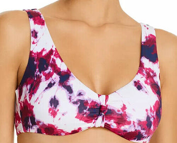 AQUA Swim Knotted Tie-Dyed Bikini Top Womens Purple Size L MSRP $48