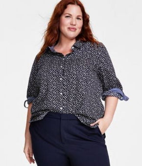 Tommy Hilfiger Plus Size Cotton Printed Roll Size 3X