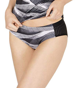 Nike Women's Line Up Printed Hipster Bikini Bottoms Size M Swimwear Black White